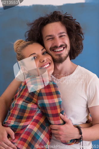 Image of couple in love  over color background