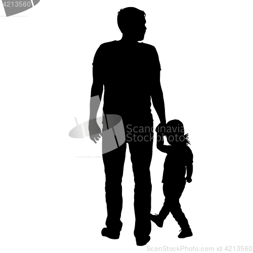 Image of Silhouette of happy family on a white background