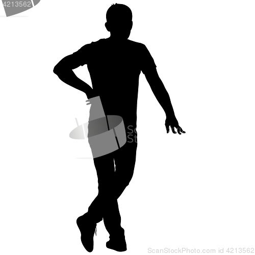 Image of Black silhouette man standing, people on white background