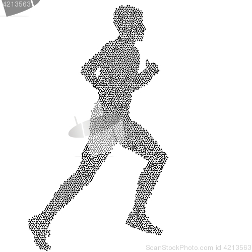 Image of Black Silhouettes Runners sprint men on white background