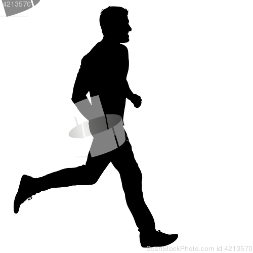 Image of Black Silhouettes Runners sprint men on white background