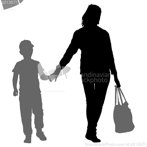 Image of Silhouette of happy family on a white background. illustration.