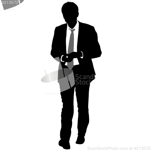 Image of Silhouette businessman man in suit with tie on a white background. illustration