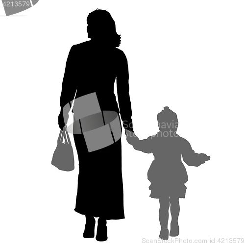 Image of Silhouette of happy family on a white background. illustration.