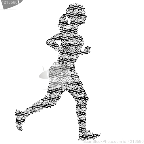 Image of Black Silhouettes Runners sprint women on white background