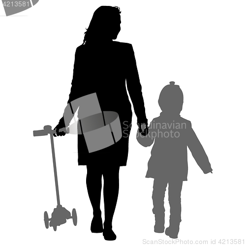 Image of Silhouette of happy family on a white background. illustration.