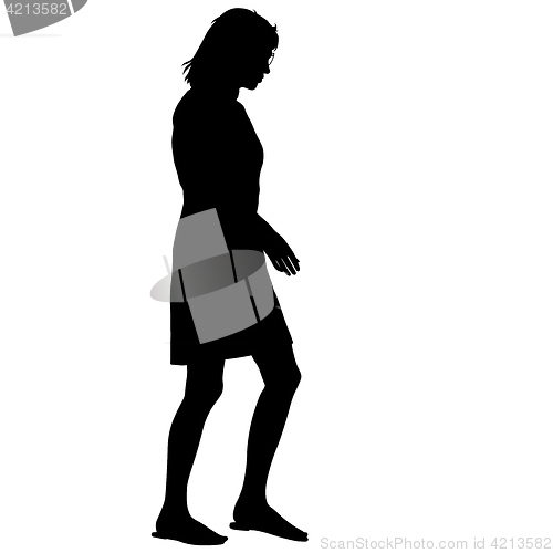 Image of Black silhouette woman standing, people on white background