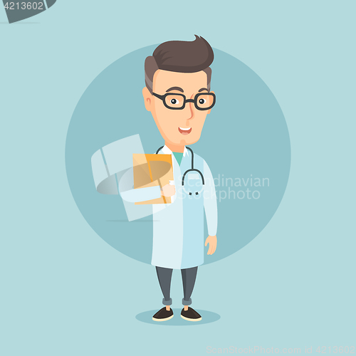 Image of Doctor with file in medical office.