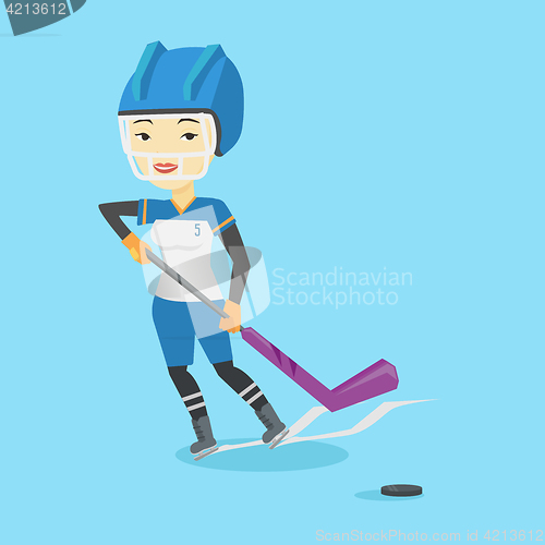 Image of Ice hockey player vector illustration.