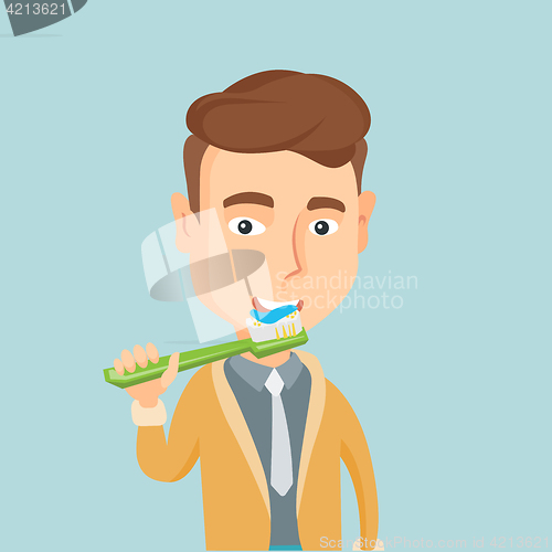 Image of Man brushing his teeth vector illustration.