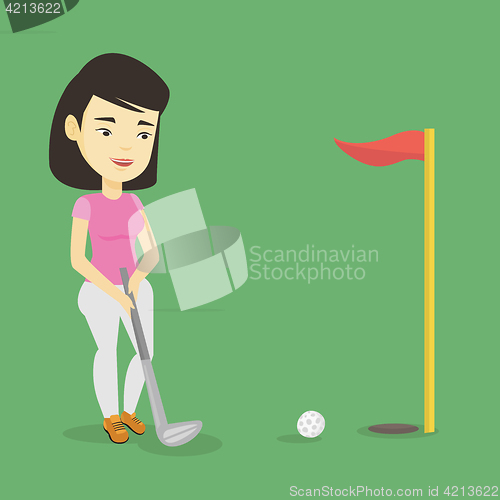 Image of Golfer hitting the ball vector illustration.