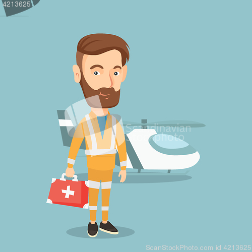 Image of Doctor of air ambulance vector illustration.