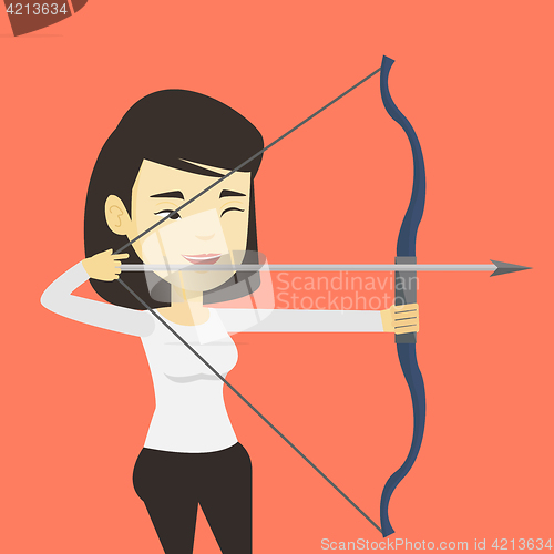 Image of Archer training with the bow vector illustration.
