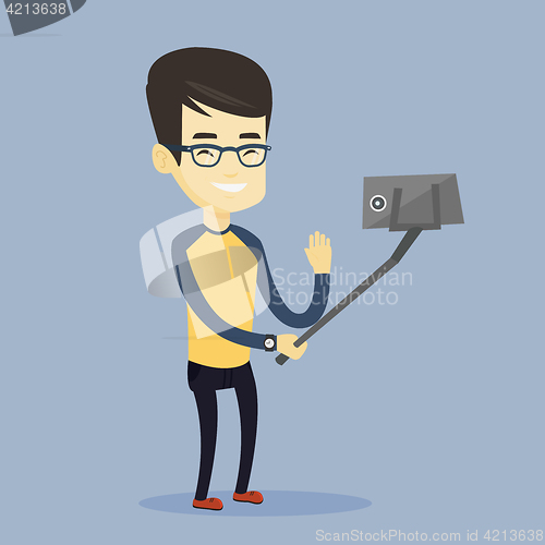Image of Man making selfie vector illustration.