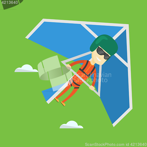 Image of Man flying on hang-glider vector illustration.