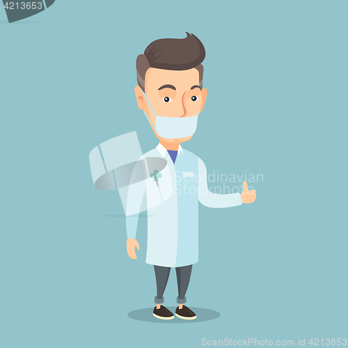 Image of Doctor giving thumbs up vector illustration.