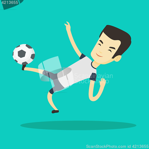 Image of Soccer player kicking ball vector illustration.