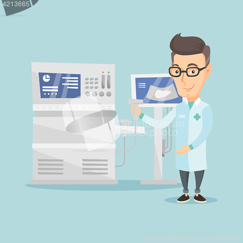 Image of Male ultrasound doctor vector illustration.