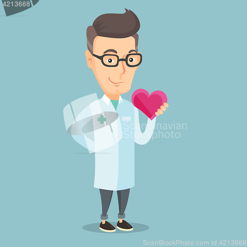 Image of Doctor cardiologist holding heart.