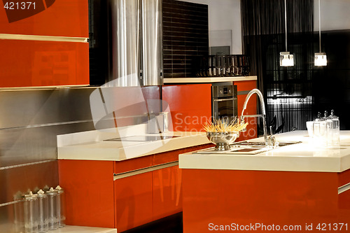 Image of Red kitchen