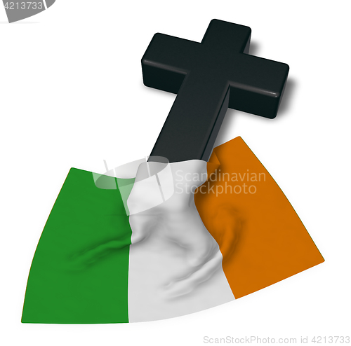 Image of christian cross and flag of ireland - 3d rendering