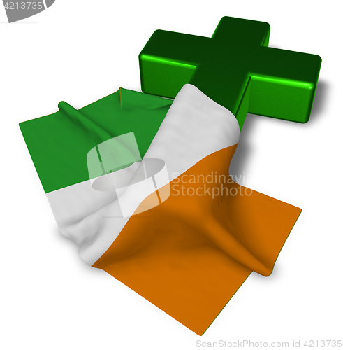 Image of christian cross and flag of ireland - 3d rendering