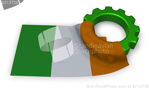 Image of gear wheel and flag of ireland - 3d rendering