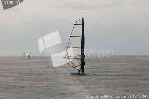 Image of  windsurfer Ice surfing   