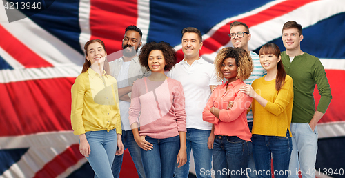 Image of international group of happy smiling people