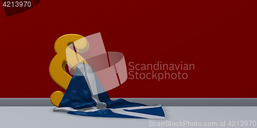 Image of paragraph symbol and flag of scotland - 3d rendering