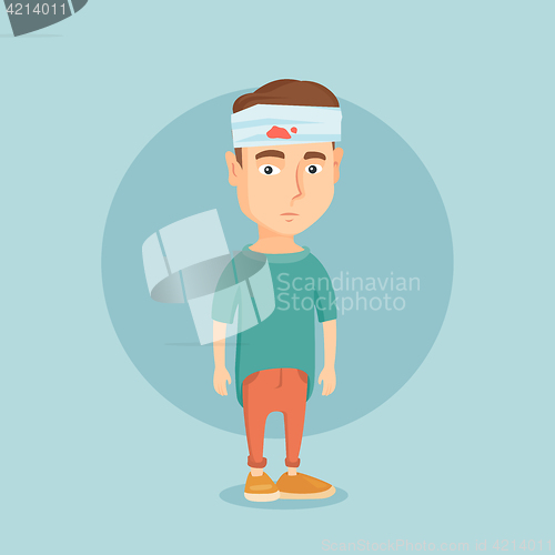 Image of Man with injured head vector illustration.