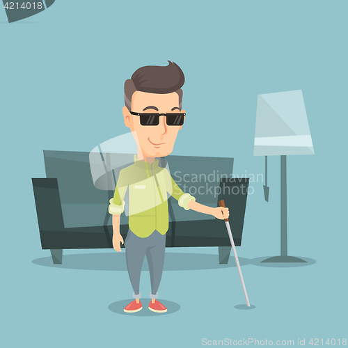 Image of Blind man with stick vector illustration.