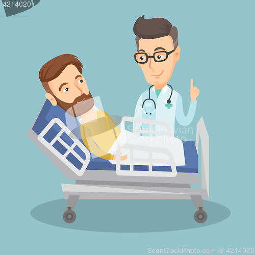 Image of Doctor visiting patient vector illustration.