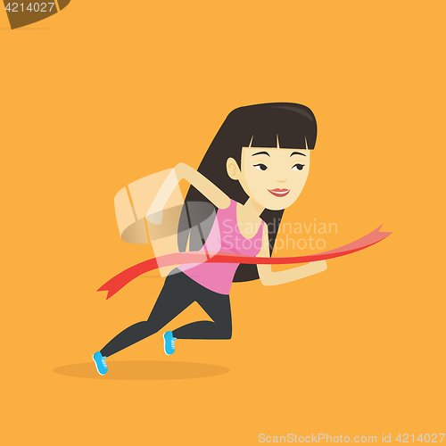 Image of Athlete crossing finish line vector illustration.