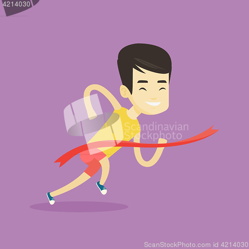 Image of Athlete crossing finish line vector illustration.