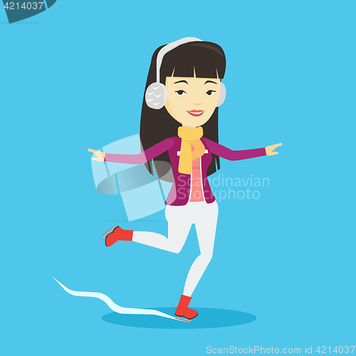 Image of Woman ice skating vector illustration.