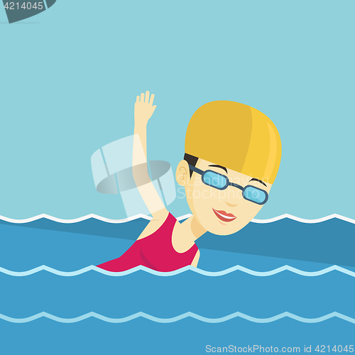 Image of Woman swimming vector illustration.