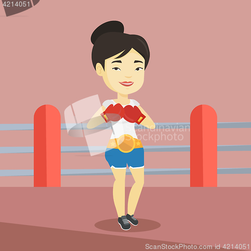 Image of Confident boxer in the ring vector illustration.