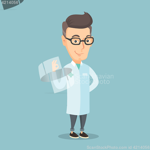 Image of Doctor showing ok sign vector illustration.