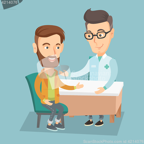 Image of Doctor consulting male patient in office.