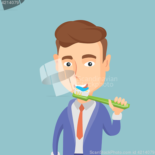 Image of Man brushing his teeth vector illustration.