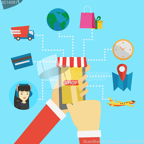 Image of Online shopping vector flat design illustration.