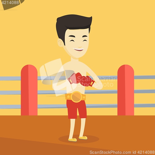 Image of Confident boxer in the ring vector illustration.