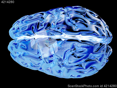 Image of Gold brain. 3d render