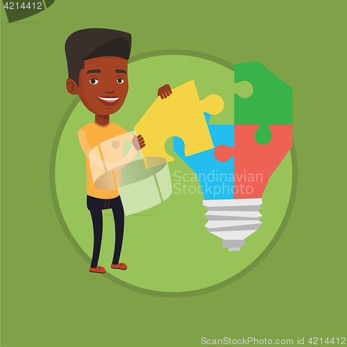 Image of Man having business idea vector illustration.