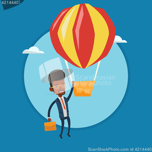 Image of Businessman hanging on balloon vector illustration