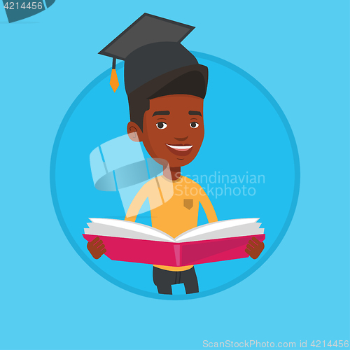 Image of Graduate with book in hands vector illustration.