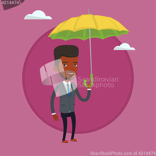 Image of Insurance agent with umbrella vector illustration.