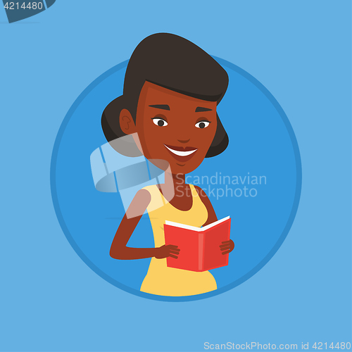 Image of Student reading book vector illustration.