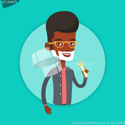 Image of Man shaving his face vector illustration.